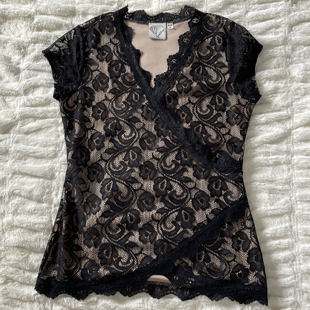 Back and nude lace top